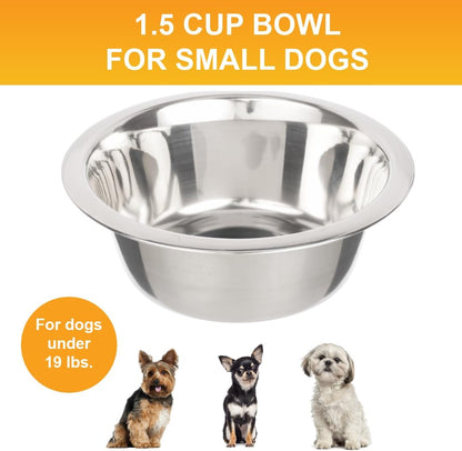 Stainless Steel Dog and Cat Bowls (2 Pack) Neater Feeder Deluxe or Express Extra Replacement Bowl (Metal Food and Water Dish) (1.5 Cup Deep)